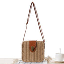 Premium Beach Rattan Bag Small Crossbody Sling Bag Square Straw Bag( Brown)