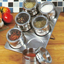 6X Stainless Steel Magnetic Spice Rack Herb Pot Jar Kitchen Storage Holder TNZ