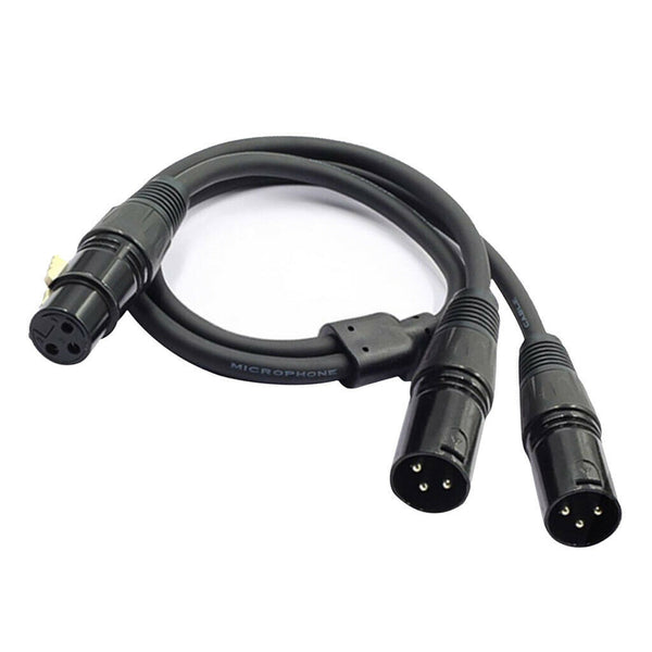 3Pin XLR Female Jack To Dual 2Male Plug Y Splitter Cable Adaptor Audio Cable