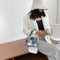 Fashion Plaid PU Women Shoulder Bag Pleated Handle Chain Handbag (Blue)