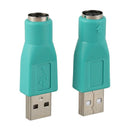 2 Pcs USB 2.0 Male to PS/2 Female Mouse Keyboard Adapter Connector Q8A3