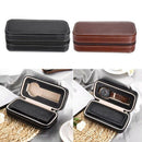 2 Grids PU Leather Travel Watch Storage Case Zipper Wristwatch Box Organize