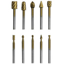 Set Cutter Wood Carving Electric Hss Routing 10pcs Burr Rotary Bits File Tool