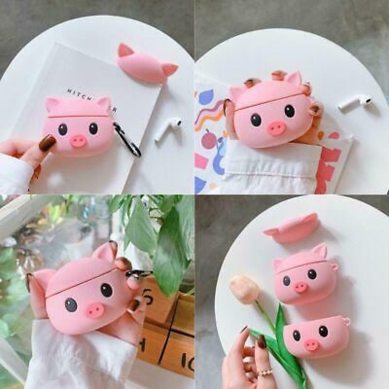 Cute Pink Pig Pattern Protective Cover Shockproof Silicone Case for Airpods 1/2