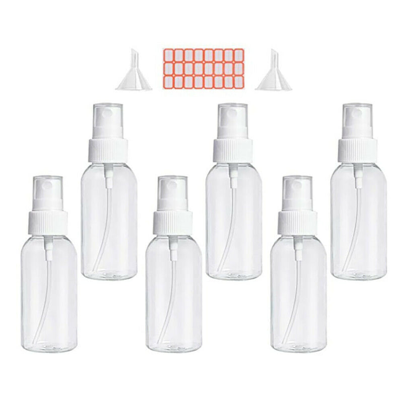 6pcs 50ml Transparent Empty Spray Bottles Refillable Cosmetic Containers A