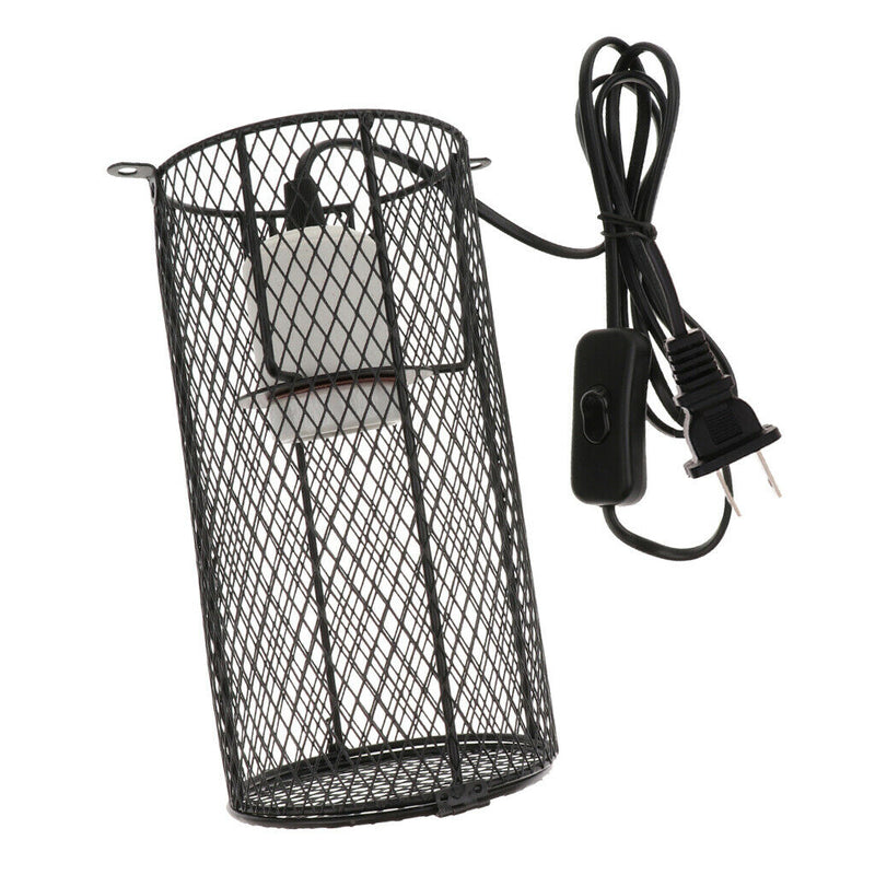 Reptile Heat Light Holder Iron Lampshade Pet Anti-Scald Lamp Shade US Plug
