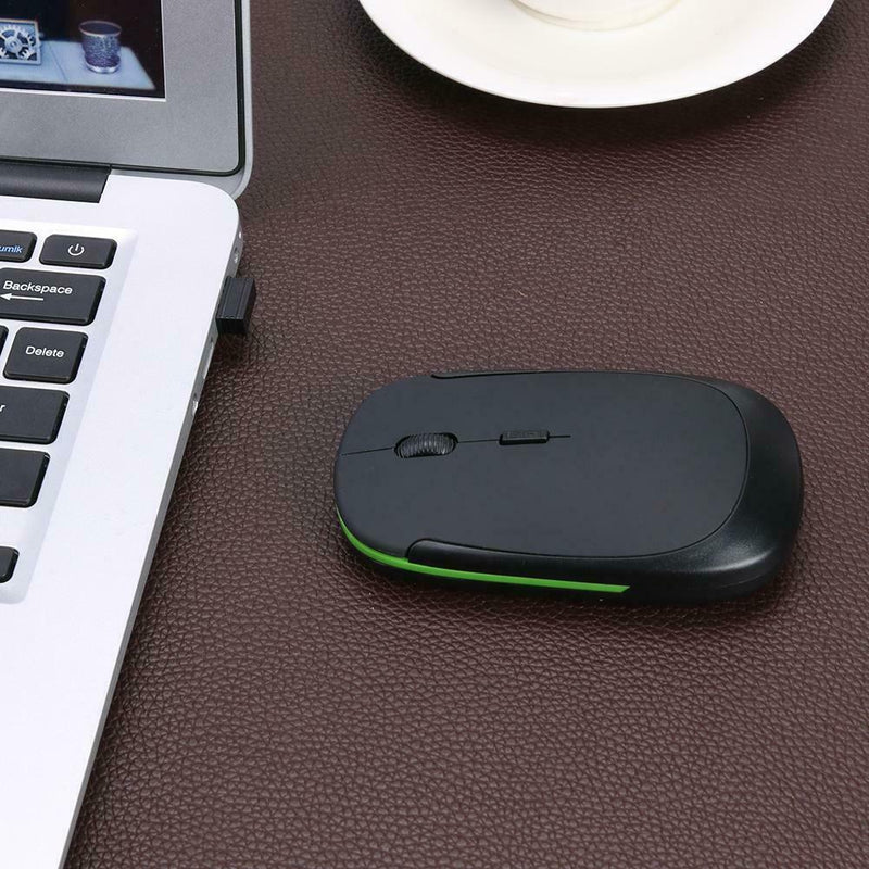 2.4G Wireless Mouse Optical 4 Button 1600DPI Mice w/USB Receiver (Black)