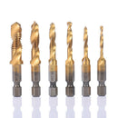 1Set Hex Shank Titanium Plated Screw Thread Drill Bits Set Compound Tap M3 - M10