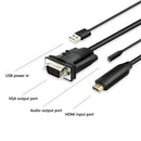 6ft HDMI to VGA Adapter w/Audio Male to Male Cable for PC Monitor Projector A