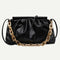 Women Pleated Shoulder Bag Chain Totes PU Cloud Messenger Handbag (Black)