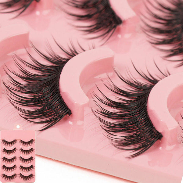 5 Pairs Long Makeup Cross Thick False Eyelashes Eye Lashes Nautral Handmade A Gw
