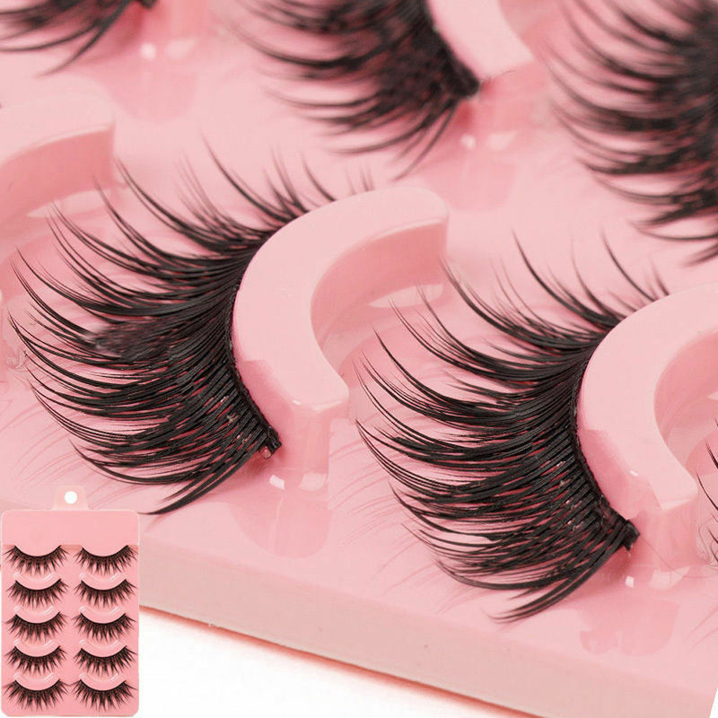 5 Pairs Long Makeup Cross Thick False Eyelashes Eye Lashes Nautral Handmade A Gw
