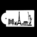 5PCS Buildings Cake Stencils Cookies Mousse Mold Coffee Template Bakingcraft Gw