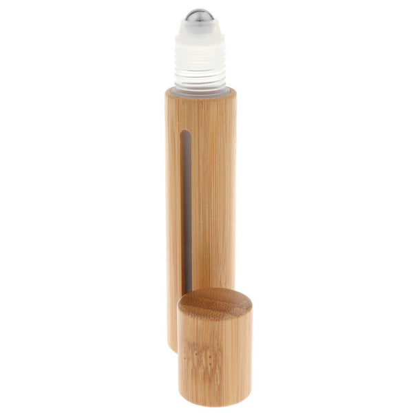 15ML Empty Bamboo Shell PP Perfume Roller Ball Bottle Case Steel Bead Head