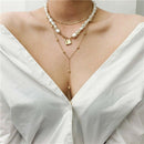 Hip Hop Multi-Layer Imitation Irregular Pearls Chain Metal Beads Line Lock