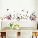 Flowers Background Wall Stickers Removable Creative Self-Adhesive Watercolo