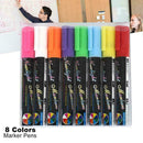 8PCS Liquid Chalk Pens Marker Reversible Neon Colours 6mm G Wipe K9Q0 Clean V5V3