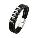 Fashion Simple Men'S Leather Bracelet Multilayer Woven Leather Bracelet Bra