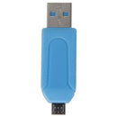 USB 2.0 + USB mini OTG SD ST Card Reader for Cell Phone Tablet PC (Blue) V9N8