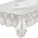 White Christmas Snowflake Floral Lace Rectangular Tablecloth for Wedding Pa E1K5