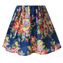Lady's Sleeveless O-neck Flower Printed Casual Mini Dress--Blue-and-white A H7Y1