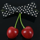 Ladies Cherry Design Bow Decor Metal Alligator Hair Clip Barrette Red W8R5