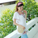 Straw Crossbody Bag Women Weave Shoulder Bag Round Summer Beach Purse and H