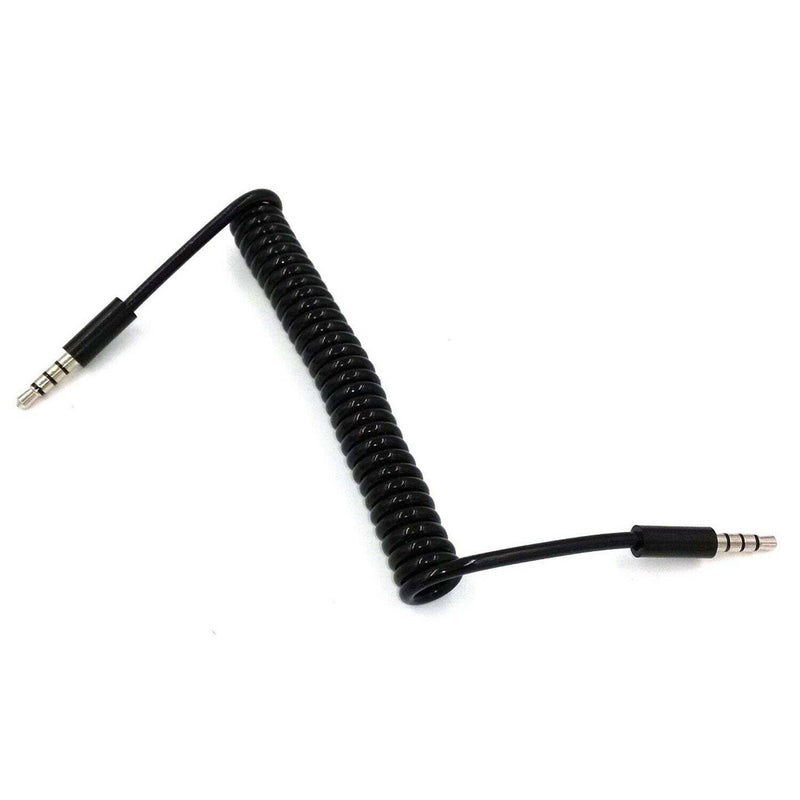 3.5mm Male to Male Jack 4 Pole Extension Aux Audio Coiled Spiral Cable 1.5M P5W2