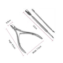 3Pcs Cuticle Remover Spoon Pusher Nipper Cutter Clipper Trimmer Nail Tools Set
