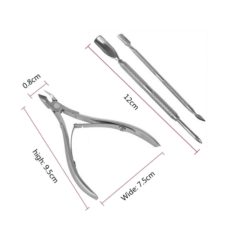 3Pcs Cuticle Remover Spoon Pusher Nipper Cutter Clipper Trimmer Nail Tools Set