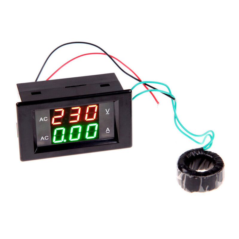 AC Digital Ammeter Voltmeter LCD Panel Amp Volt Meter 100A 300V Black