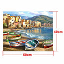 Beach Boat Paint By Number Kit DIY Oil Painting Drawing On Canvas Home Decor GN