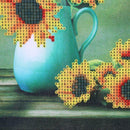 Diamond Embroidery Sunflower Vase Round DIY Diamond Painting Cross Stitch