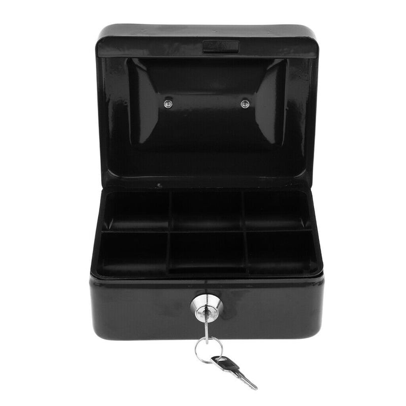 Small Cash Box with Key Lock Portable Metal Money Box with Layer & 2 Keys for