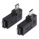 2pcs 90 Degree Micro USB Female to Micro USB Male Adapter Connector