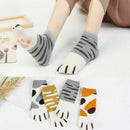 Women's Cute Kitty Cat Paws Socks With Paw Pattern On Toes, Crew 4 Pair Set J2B5