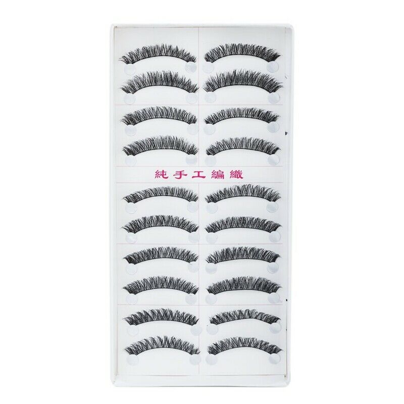 10 Pairs Handmade Natural Thick False Eyelashes Eyelash Extension Makeup B6P7