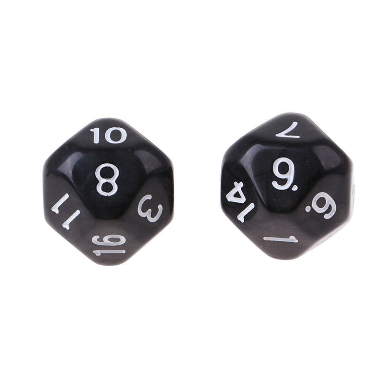 10pcs 16 Sided D16 14mm Acrylic Opaque Dice for Role Playing Game RPG Black
