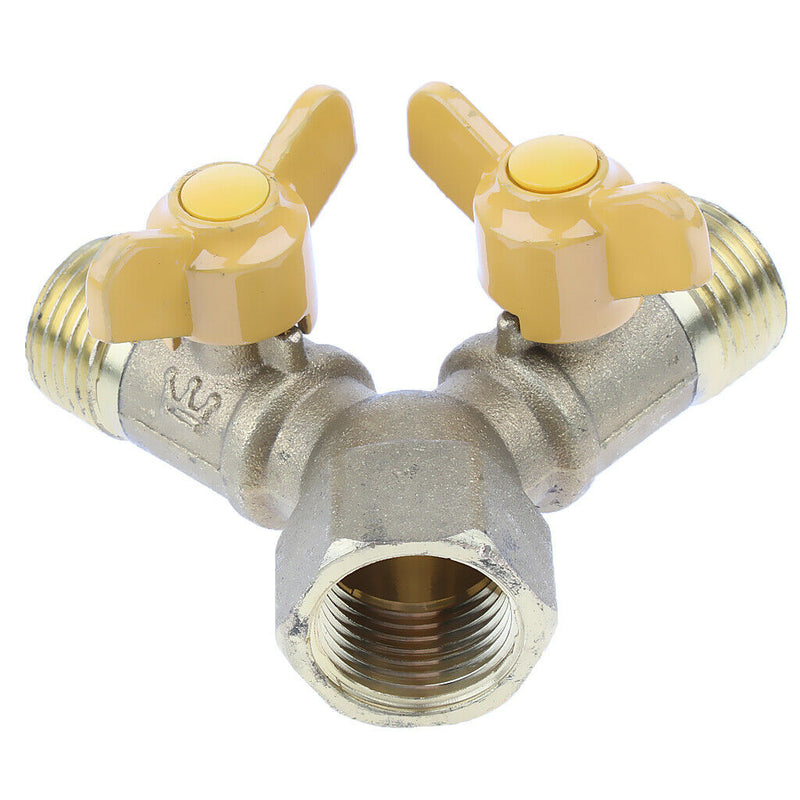 1/2 inch Propane Y Splitter Quick Connect Tee Adapter Fitting with Valve for RV