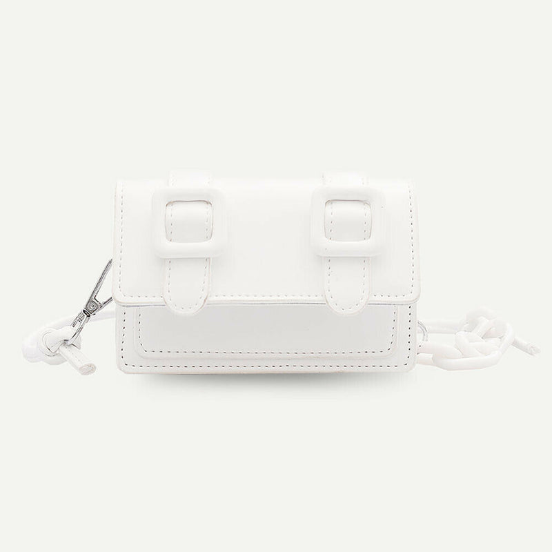 Mini Shoulder Bags Candy Color Purse Women PU Crossbody Handbag (White)