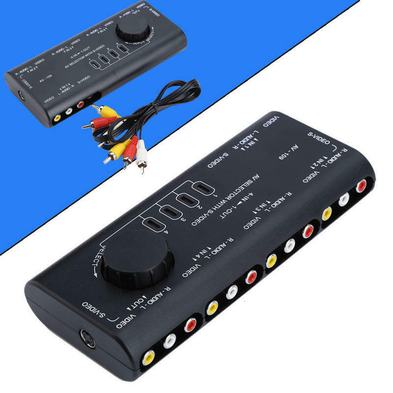 4 in 1 AV Audio S-Video Signal Switcher Splitter Selector Out RCA Switch B RAE
