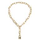 Fashion Women Hollow Out Geometry Lock Pendant Necklace Choker Jewelry Access-OZ