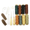 22Pcs Leather Craft Hand Stitching Sewing Tools Awl Waxed Thread Thimble Ki