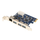 Gigabit Ethernet 3 Port USB 3.0 to PCI-E Card Adapter Converter for Desktop
