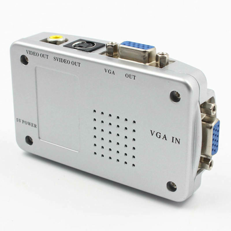 High Resolution TV to PC Composite RCA/S-Video to VGA Video Converter Box