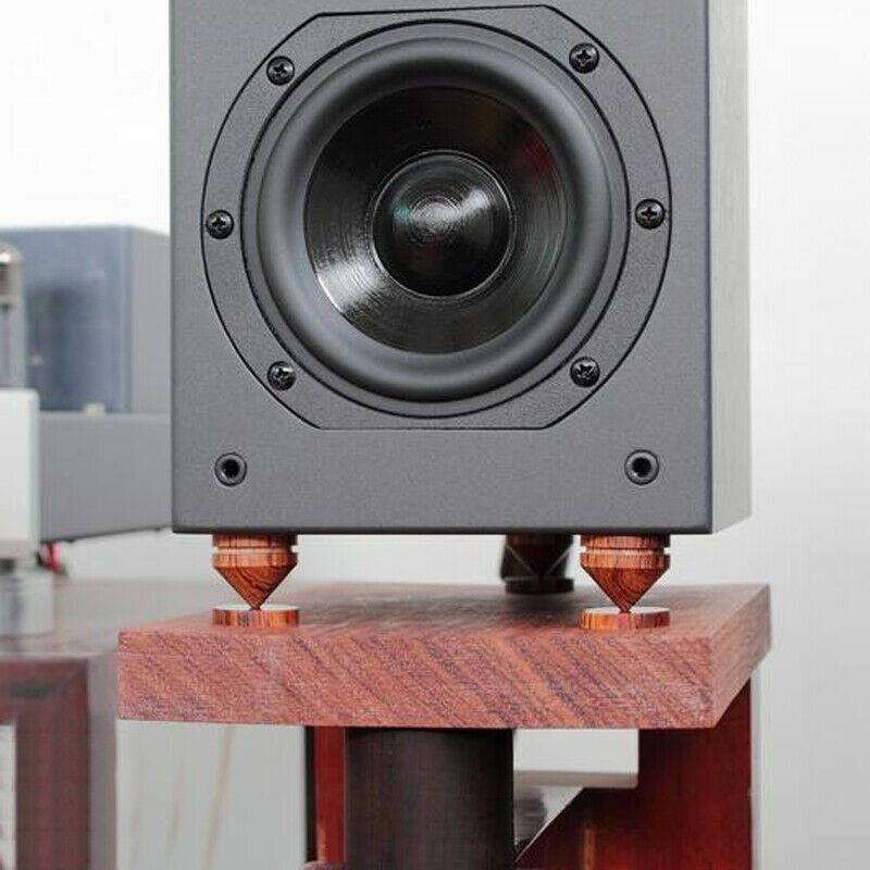 8Pcs Rosewood Speaker Isolation Feet Stand 23mm/0.91" Wooden Spikes + Base Pad