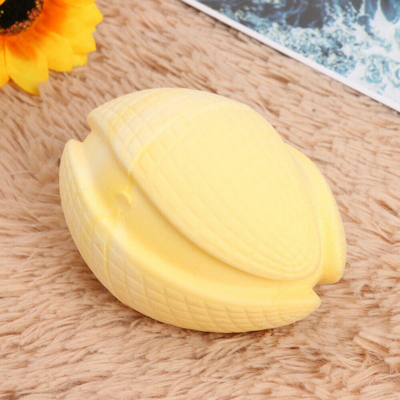 Pet Rugby Shape Chew Toys Dog Bite Tooth Clean Interactive Balls (Yellow)