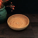 Handmade Autumn Rattan Weaving Round Storage Basket Fruit Dish Rattan Bread