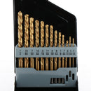 13Pcs M2 High Speed Steel Left Hand Twist Drill Bit Set with Nitride Coating