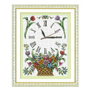 Flower Basket Clock DIY Stamped Cross Stitch Kits DIY Needlework Wedding